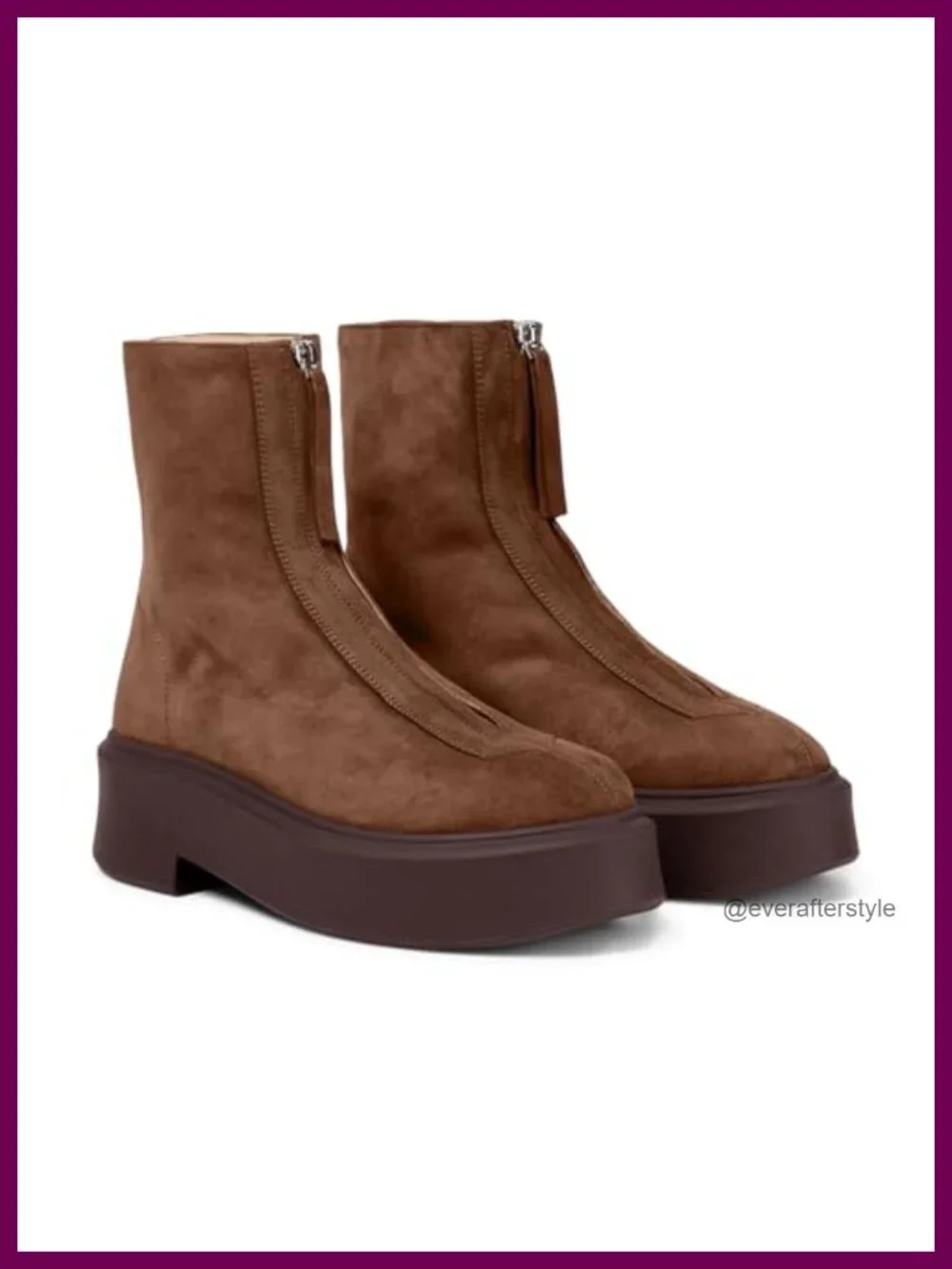 Women's Front Zip Ankle Boots Chunky Heel Platform Round Toe Faux Suede Winter